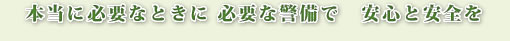 本当に必要なときに必要な警備で安心と安全を